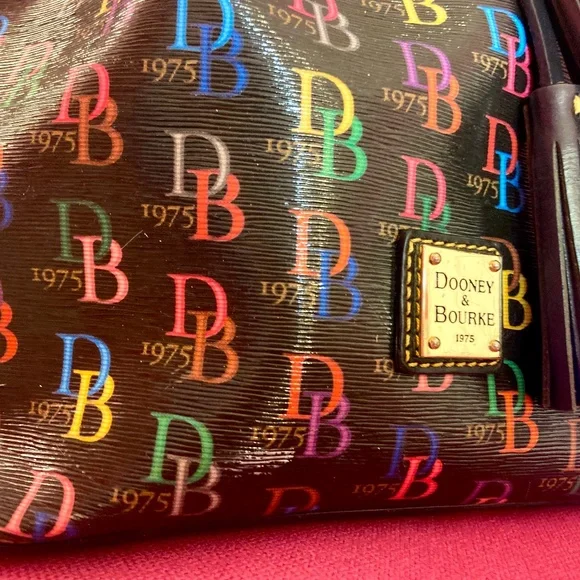 Dooney and Bourke Patent Leather Multicolor Letter Bucket Purse Women’s Bag - Picture 4 of 11